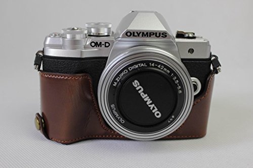 Koowl 対応 Olympus オリンパス OM-D E-M10 Mark III OM D E M10 Mark III 半カメラカバー 半カメラケース Koowl手作りのトップクラスのPUレザーカメラボディージャケット 保護袋 台座の透かし彫り+ハンドストラップ 防水 防振 ポータブル