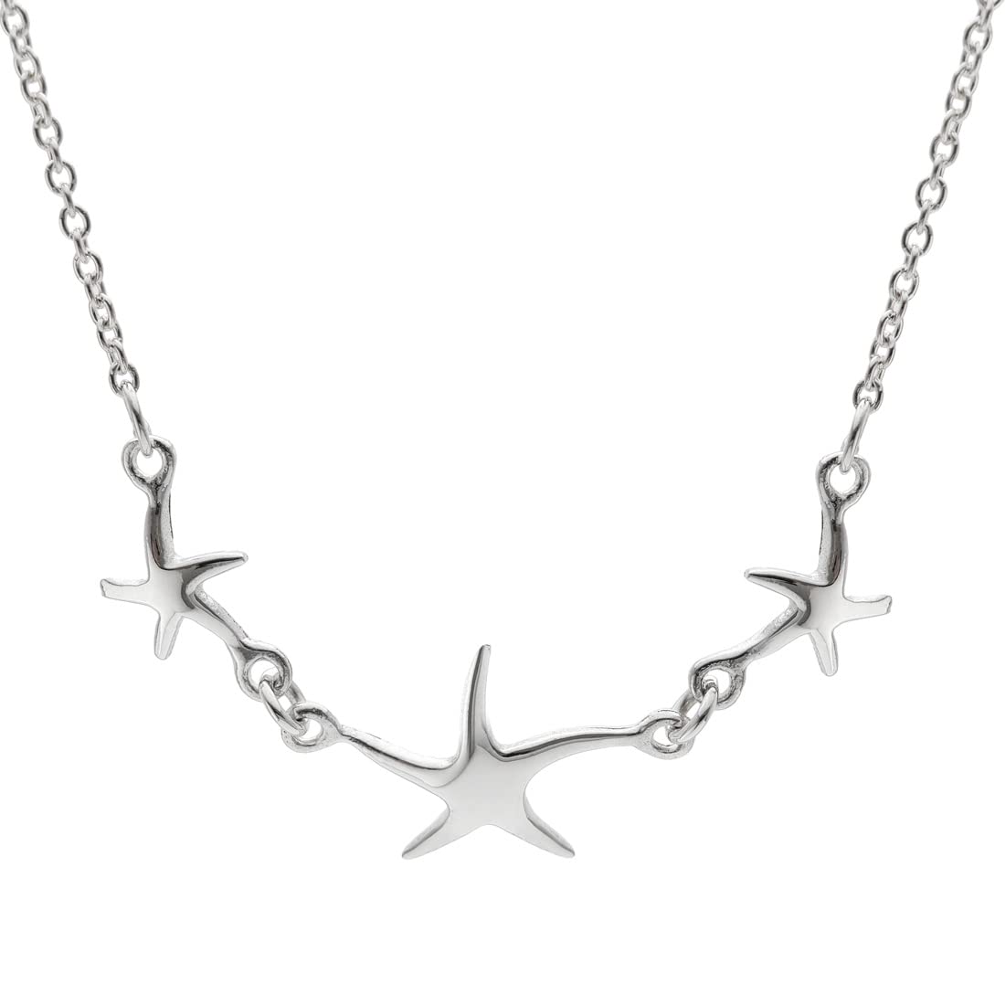 Silverly Collar Triple Estrella Mar Plata Esterlina Mujer | Charms Estrella Plata 925 Cadena Tipo Cable | Collares Sirena Vida Marina Mujer | Elegantes Joyas Inspiradas Océano