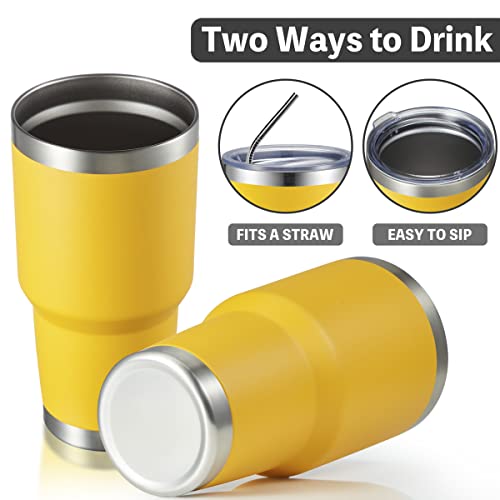 Image of MEWAY 30oz Tumbler Double Wall Vacuum Insulated Travel Mug, Stainless Steel Tumbler with Lid, Durable Powder Coated Insulated Coffee Cup for Cold & Hot Drinks (Yellow,1 PACK)