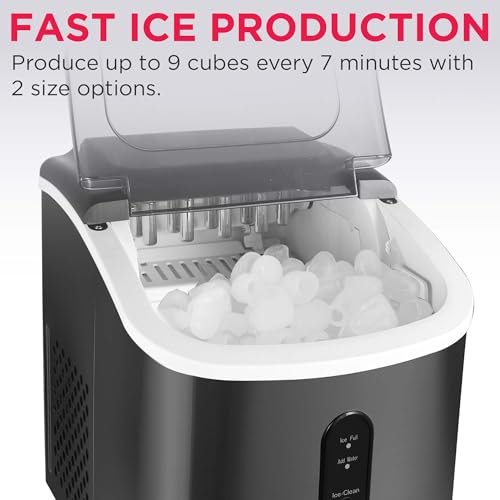 Frigidaire EFIC103 Ice Maker Machine Heavy Duty, 26lb Ice per Day, Black Stainless Steel