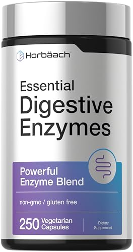 Horbäach Essential Digestive Enzymes | 250 Capsules | Powerful Enzyme Blend for Men & Women | Non-GMO & Gluten Free Supplement