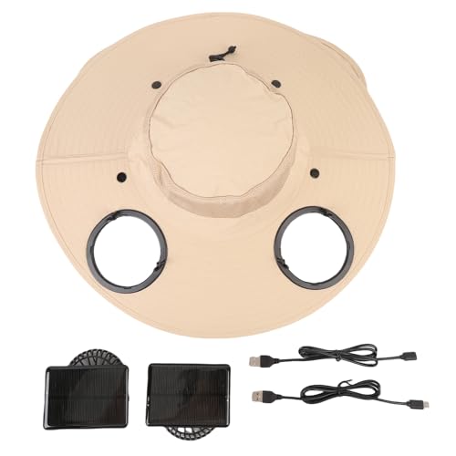 Sombrero de Ventilador Solar 2 Ventiladores 3 Velocidades del Viento Recargable Ancho de Borde de Borde Sold