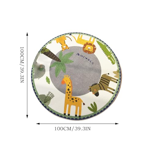 Tapis rond pour chambre d'enfant multicolore et imperméable de 100 cm - 4