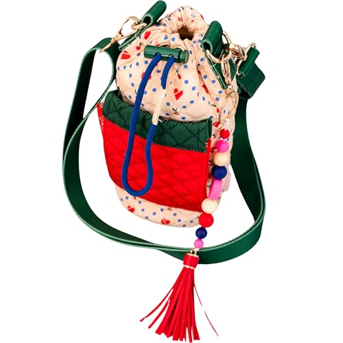 ban.do Quilted Bottle Holder Bag, Water Bottle Bag Crossbody with Adjustable Sling and Open Front Pocket, Cherry Hearts3