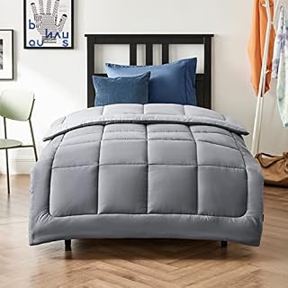 Bedsure Single Duvet 10.5 tog - Reversible All Seasons Duvet, Soft Warm Bed Quilts Single Size (Grey, Single)