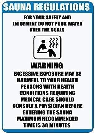 GQWJKSZ Metal Sign Retro I Sauna Rules for Safety and Recreational activitiesSign Wall 8 X 12 Inch Decoration Home Restaurant bar cave Outdoor Vintage tin Sign Decoration Poster