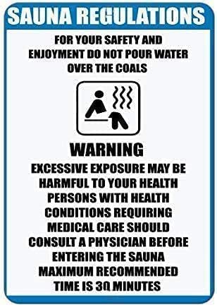 GQWJKSZ Metal Sign Retro I Sauna Rules for Safety and Recreational activitiesSign Wall 8 X 12 Inch Decoration Home Restaurant bar cave Outdoor Vintage tin Sign Decoration Poster