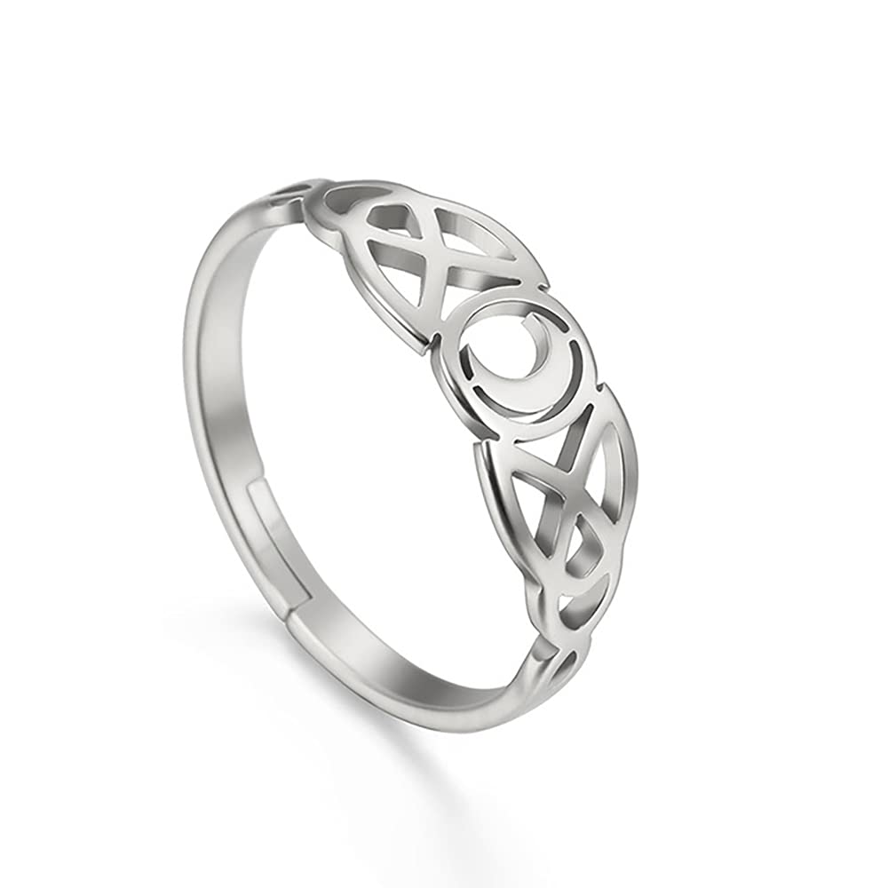 Ring Mond aus Edelstahl und verstellbar, Astrologischer Schmuck und romantisches Geschenk für Damen silber