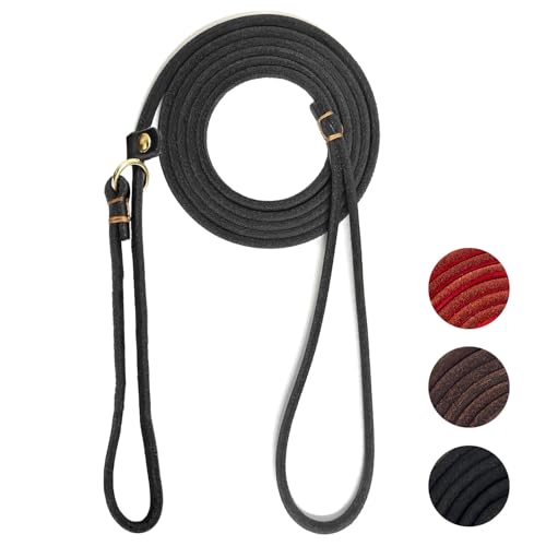 Guiding Star Correas deslizantes para perros, correa de cuero para perros pequeños y medianos, correa deslizante ajustable, correa suave y larga para perros, correa de entrenamiento para perros