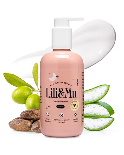 Lili&Mu Pflege Creme für Schwangere 300 ml - Schwangerschaft-Streifen entfernen, Feuchtigkeitscreme gegen Dehnungsstreifen mit Sheabutter Aloe Natürlichen Ölen, Stretch Mark Cream - Trockene Haut