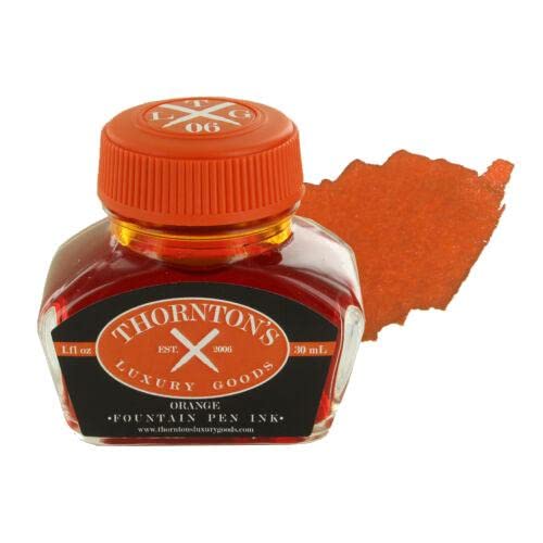 Thornton's Luxury Goods Premium Fountain Pen Ink Bottle 30ml | Smooth Effortless Flawless Writing | Suitable for All Brand and Calligraphy Pens | Office Supplies (Orange)