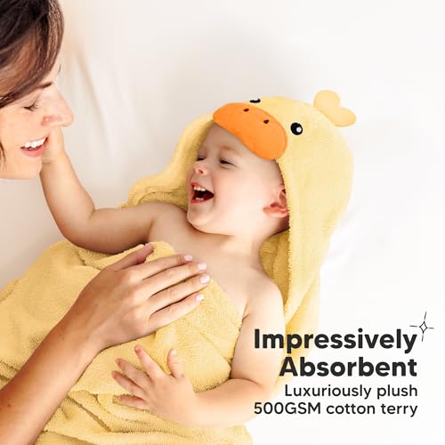 Image of KeaBabies Organic Baby Towel with Hood for Girls, Boys, Soft (Duci) | Absorbent 100% Cotton Hooded Baby Towels for Newborns, Infants, Large Hooded Bath Towels for Babies, Kids, Toddler 1-3
