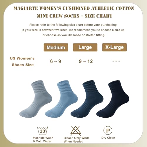 Image of MAGIARTE Womens Athletic Cotton Mini Crew Socks Thick Cushioned Running Hiking Multi Sports Socks for Women 4 Pairs