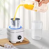 WISFISSH Cooling Cup with Mood Light,Beverage Cooler with Insulated Cover, 2-in-1 Cooling Cup for Desk(Cooling&Heating),Electric Drink Cooler for Cola Beer Coffee Juice Yogurt -White