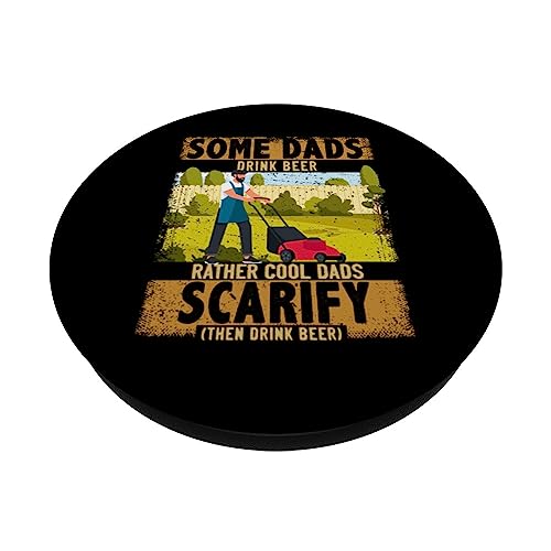 Funny Lawn Mowing Beer Ideas For Men & Dad Scarify Landscape PopSockets Swappable PopGrip, Black - Image 2