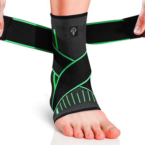 NEO X-PRO Cavigliera per distorsione – Tutore caviglia con fasce elastiche e compressione regolabile – Sollievo dai fastidi e sostegno nel recupero – Unisex, destra/sinistra (Verde, S)