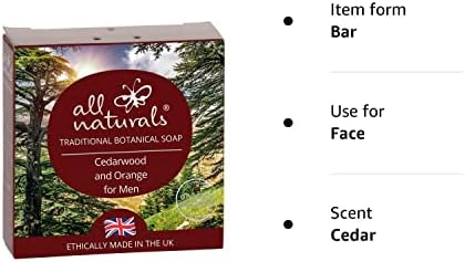 All Naturals, Soap Bar for Men for Hand, Face and Body | 100% Natural Organic with Virgin Coconut Oil, Soothing Cocoa Butter, Aromatherapy Essential Oils 100g (Cedarwood)