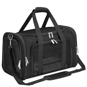 Soft-Sided Cat/Dog/Pet Carrier, Collapsible Pets Travel Carriers for Big Cats/Small Dogs with Shoulder Strap & Removable Mat, Mesh Puppy Carry Bag, Up to 16 Lbs, TSA Airline Approved(Black)