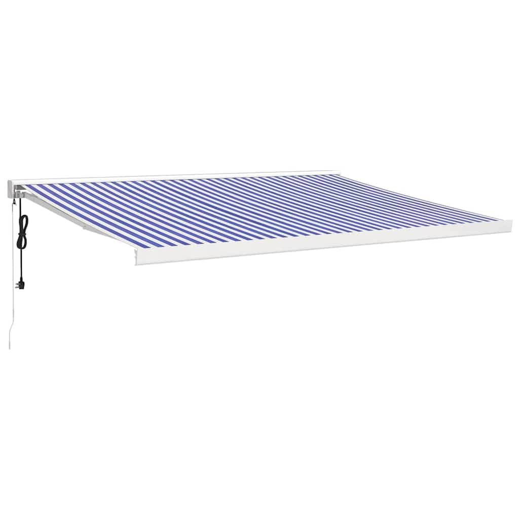 vidaXL Tenda da Sole Retrattile Blu e Bianca 4x3 m Tessuto e Alluminio