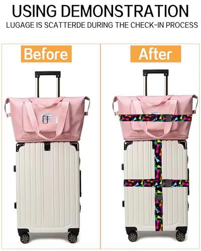 Image of Luggage Straps for Suitcases, Adjustable Travel Belt, Durable Wide Luggage Strap, Cute Suitcase Strap Identifiers with Buckle, Bag Straps for Luggage, Colorful Dragonfly