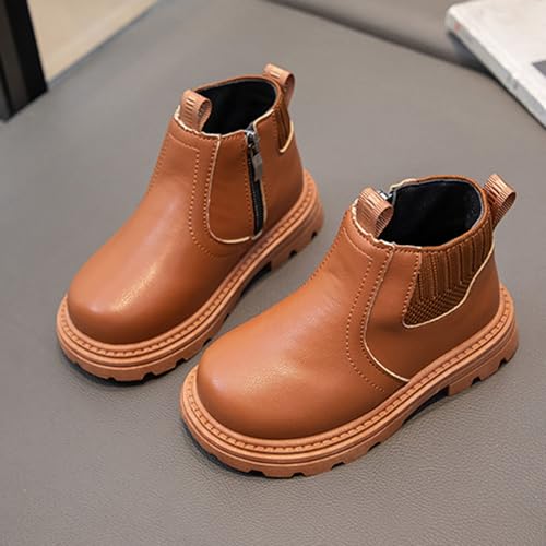 Kids Girls Ankle Boots Side Zipper Leather Chelsea Booties Winter Fall Waterproof Outdoor Toddlers Shoes2