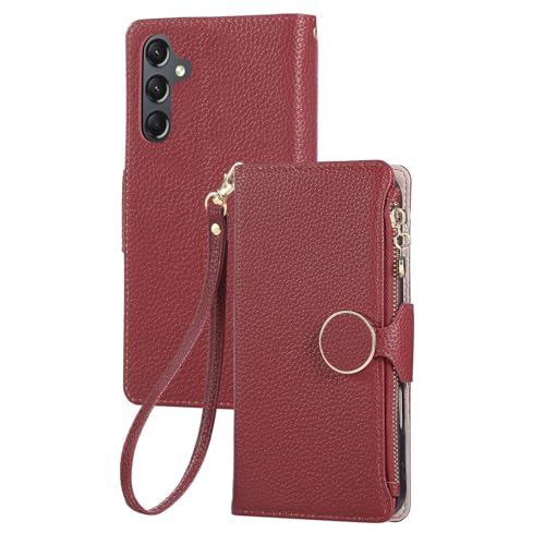 Housse portefeuille Samsung Galaxy Z Fold 7 rouge avec bandoulière et fentes cartes