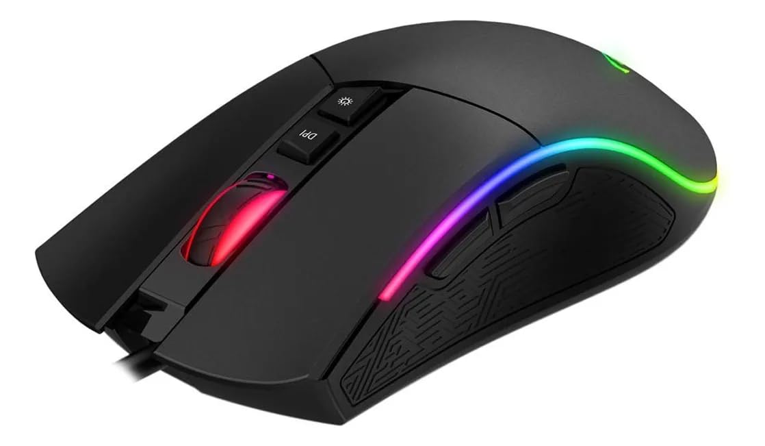 Mouse Gamer RGB 7 Botões 4800 DPI Design Ergonômico - Cabo 1,5m Luz Led RGB Jogo com Velocidade e Precisão