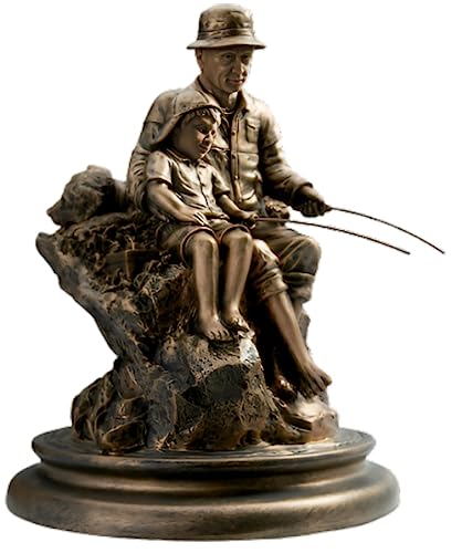 Escultura Abuelo y Nieto Pescando 8.5 pulgadas miniatura 1