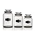 American Atelier Canister Set 3-Piece Glass Jars in 33oz, 44oz & 60oz Chic Retro w/ Airtight Lids, Chalkboard, for Cookies, Candy, Coffee, Flour, Sugar, Rice, Pasta, Cereal & More, Clear