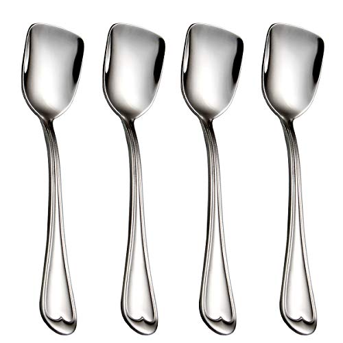 Dessert Spoons,18/10 Stainless Steel Spoon Set of 4, Square Head