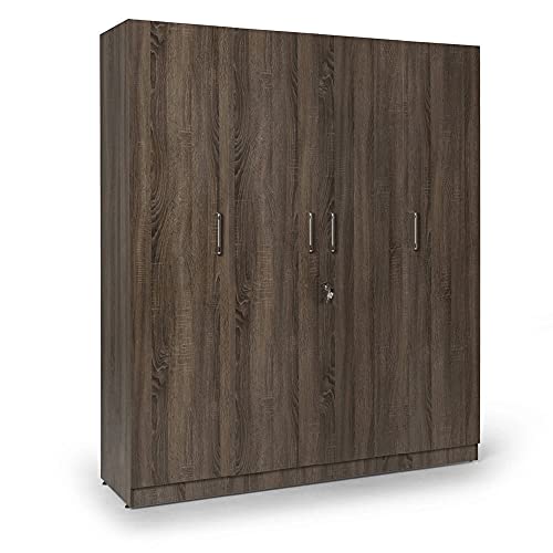 Image of Wakefit Wardrobe | 1 Year Warranty | Engineered Wood Almirah, Cupboard for Clothes Storage | 4 Door, 1 Drawer, 1 Hanging Space | Gingham - Napa Oak