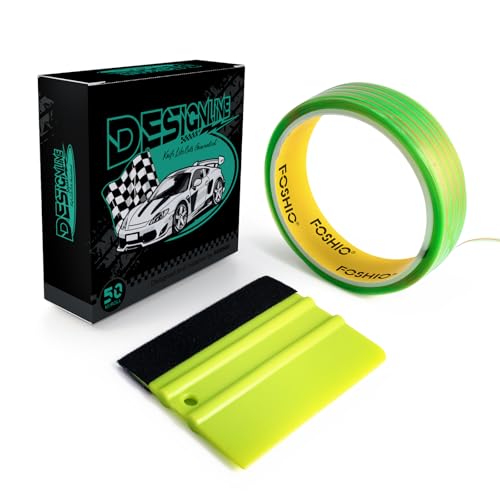 FOSHIO Knife Less Finish Line Vinyl Wrap Cutting Tape 50 Meter Roll (164 Ft) with Felt Squeegee Wrapping Tools Vinyl for Car Motorcycle Boat Graphic Decal