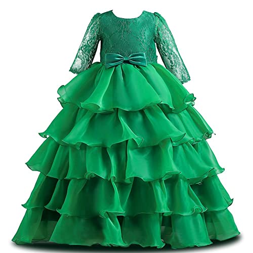 Robe à fleurs filles 7-8 ans vêtement vintage de communion vert