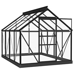 vidaXL Glas Gewächshaus Tomaten Treibhaus Glashaus Tomatenhaus Gartenhaus Pflanzenhaus Frühbeet Garten Anthrazit 155x200, x191cm Aluminium