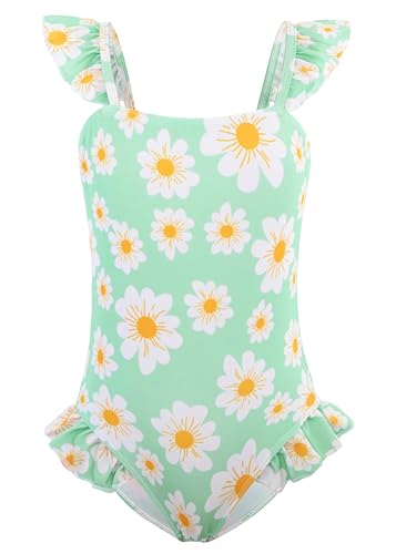 DAXIANG Girls One Piece Ruffle Strap Swimsuit Quick Dry Mermaid Swimwear Beach Sport Bathing Suit for Toddler Kids 4-11 Years