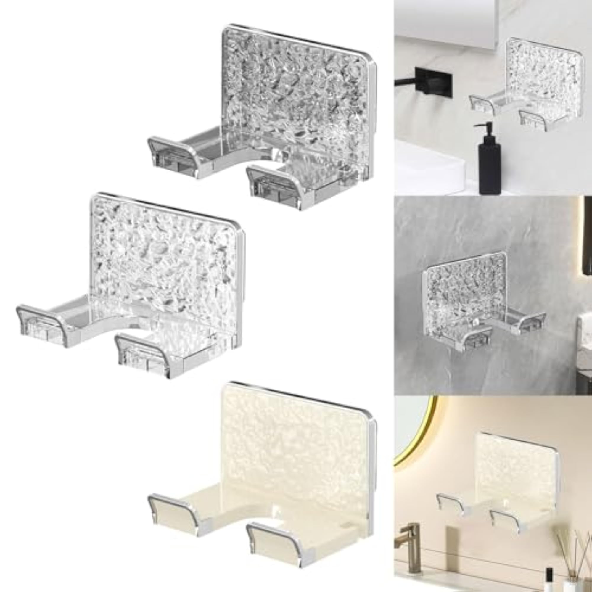 Single Tier Wall Mount Hair Dryer Rack, No Drilling