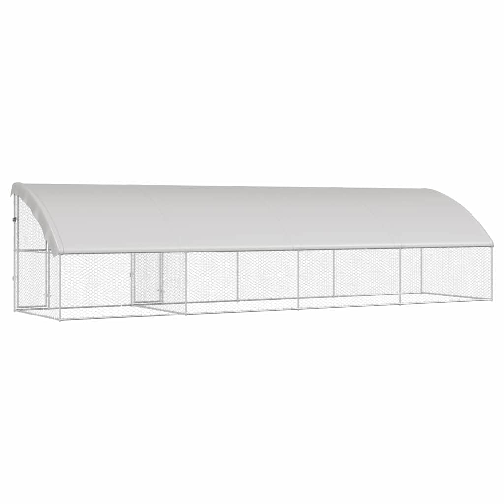 Jaula para perros, 4 unidades, acero galvanizado plateado, 8 x 2 x 2 m, recinto exterior con sistema de cerrojo, plegable y ampliable, protección segura para cachorros y perros en el jardín o