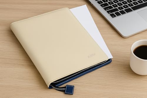 Image of Faux Leather Professional File Folder for Documents and Certificates - 20 Leafs - Conference Folder - Business Organizer (Blue) Multicoloured