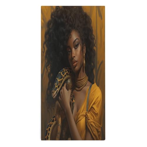 LYDSKGEQ Portable Towels, Woman Holding Snake Printed Towels,Yoga Towels,Adult Towels,Fitness Towels,Travel Towels