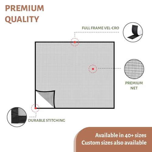 Image of TurtleGrip Customizable Window Mosquito Net - Beige, [Size: 90x120 cm / 35.43x47.24 in / 2.95x3.94 ft] | 120 GSM Fiberglass Mesh with Hook & Loop, Easy Installation
