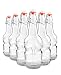 TeiKis 16oz Kombucha/Beer Bottles (6 Pack|Clear) with Easy Cap (Better Grip - Non Slip)