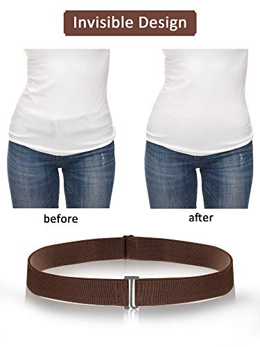 Image of SATINIOR 2 /3 /4 Pack Women Elastic Stretch Belt Invisible Sweater Shirt Tuck Band with Flat Buckle for Jeans Pants