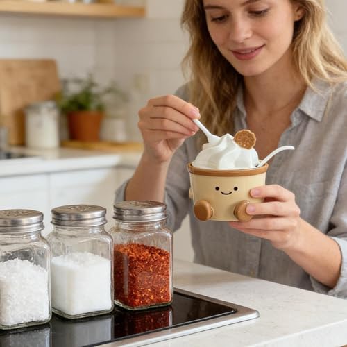 Bocal de cave à sel céramique avec cuillère pour ustensiles maison