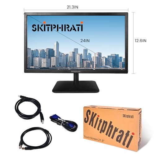 Image of SKitphrati 21.5 Inch Touchscreen Monitor FHD 1920x1080p IPS Screen, VESA Support, 10-Points Computer Touch Screen PC Display with Type-B HDMI VGA Port, 75Hz Desktop Touch Display, Black