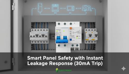 Image of Quick Sense QS-CB01 Dual Pole 63A MCB Circuit Breaker with Leakage Protection | Overload & Short Circuit Safety | for Home, Office & Industrial Electrical Panels