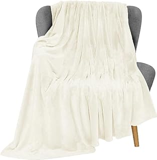 Utopia Bedding Fleece Blanket Throw Size Ivory 300GSM Luxury Fuzzy Soft Anti-Static Microfiber Bed Blanket (60x50 Inches)