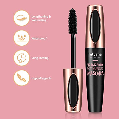 4D Silk Fiber Lash Mascara Waterproof, Luxuriously Longer, Thicker, Voluminous Eyelashes, Long-Lasting, Dramatic Extension, Smudge-proof, Hypoallergenic Formula - Thumbnail 4