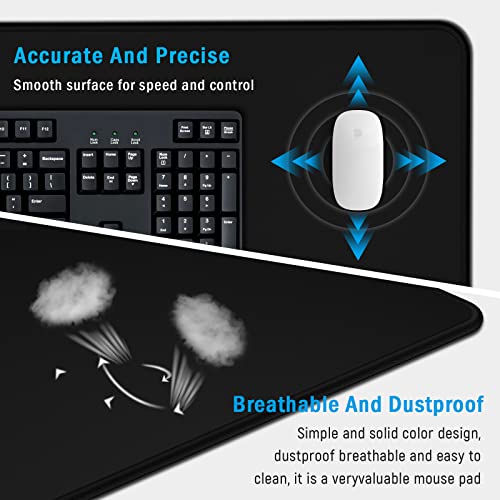 Image of Extended Gaming Mouse Pad with Stitched Edges, Long XXL Mousepad (900x400x3mm), Desk Pad Keyboard Mat, Non-Slip Base, Water-Resistant, for Work & Gaming, Office & Home, Black
