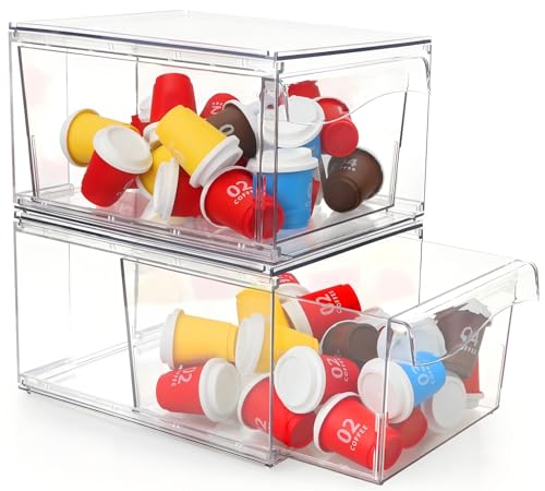 Comparison: Best K Cup Storage 8 AUOIKK 2 PACK Stackable Coffee Pod Drawers, Acrylic Clear Storage Drawers for K-Cup Organizer for Home and Office