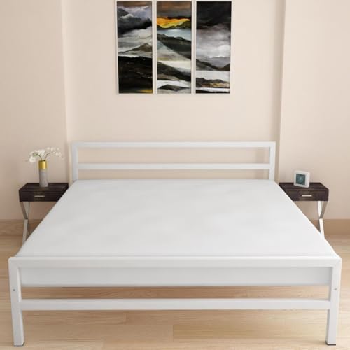 Image of TEKAVO CozyCrest King Size Bed | Metal and Wood Frame | Modern Bedroom Furniture | Rustic Design | Durable & Stylish | DIY